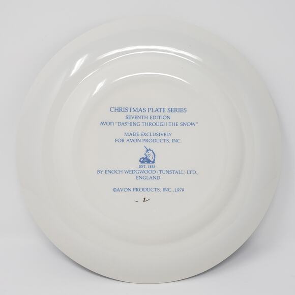 Avon 1979 Gold Dashing Through The Snow Christmas Holiday Plate Enoch Wedgwood - Picture 2 of 8